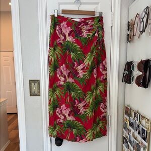 Vintage 90s bright floral wrap skirt